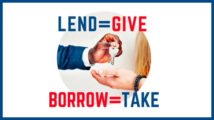 فرق کلمات lend borrow