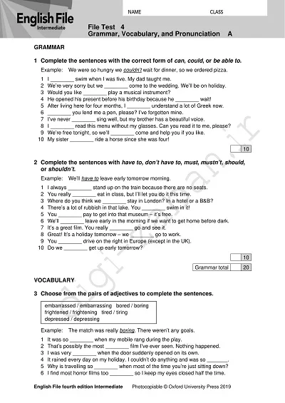 نمونه سوال انگلیش فایل اینترمدیت ویرایش چهارم